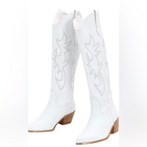 White cowboy boots, size 10, worn once